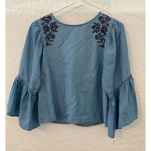 Hollister Embroidered Denim Blouse (XS)